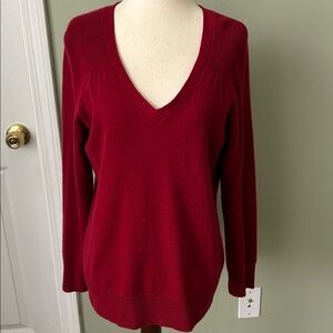 Talbots Deep Red V-Neck cashmere Sweater size L